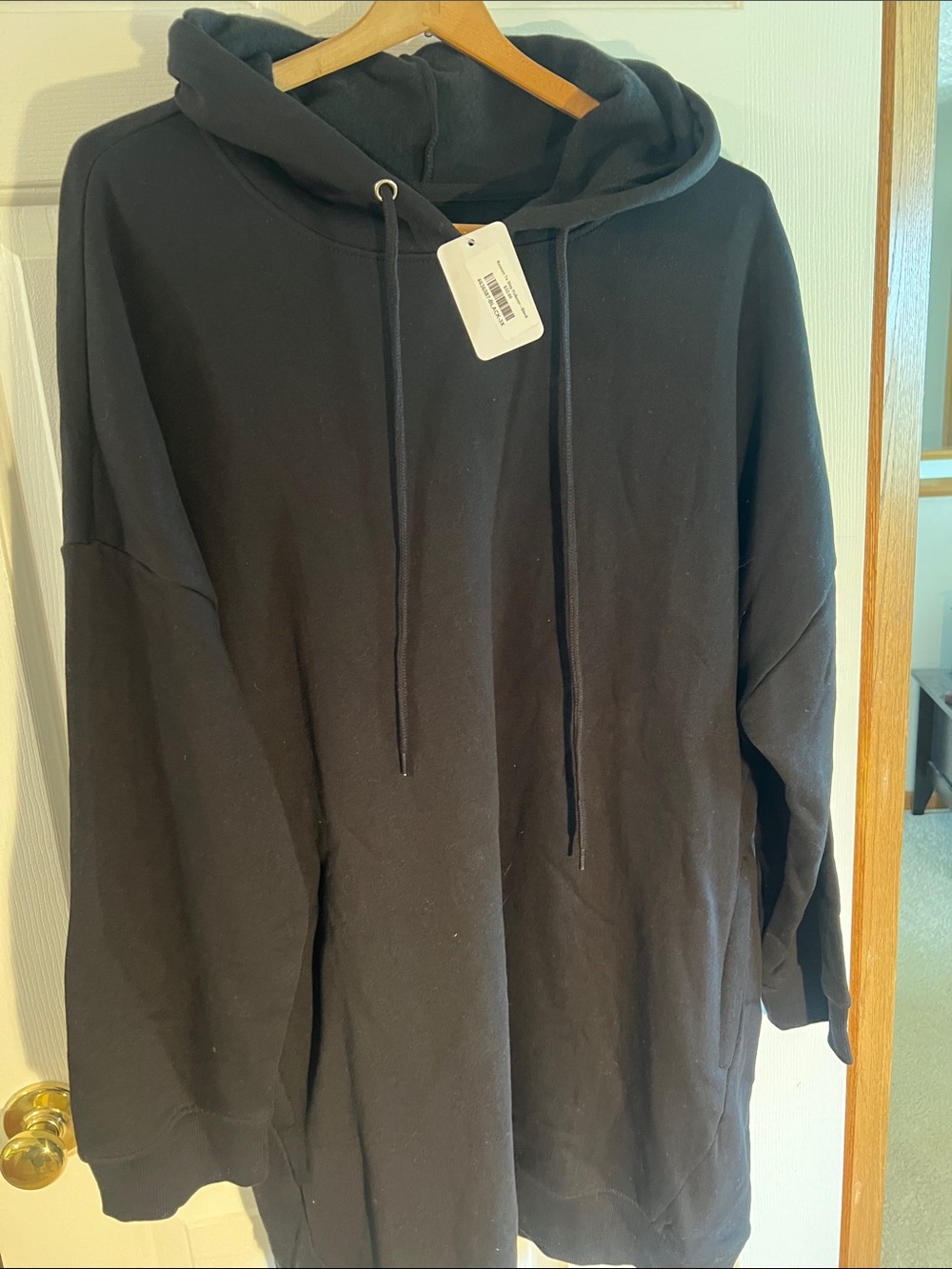Men's Black Crewneck Hoodie - Minimal Pullover